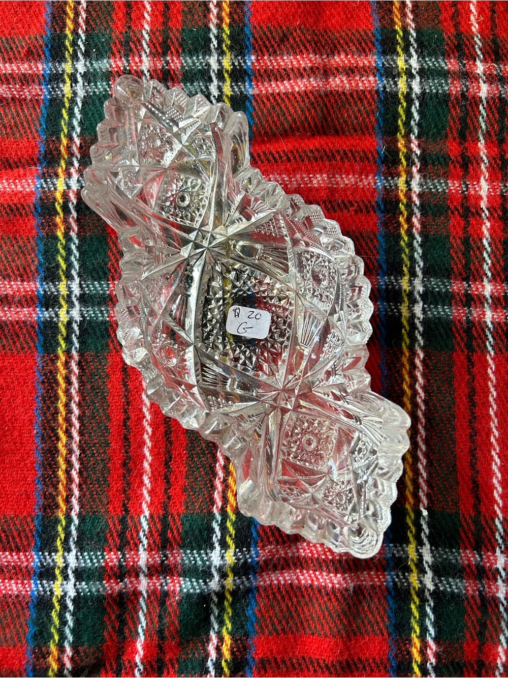 Pressed Cut Glass Trinket Dish - Clear Crystal Look